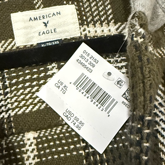 American Eagle Men’s Plaid Hooded Shirt Jacket XL - Picture 3 of 6